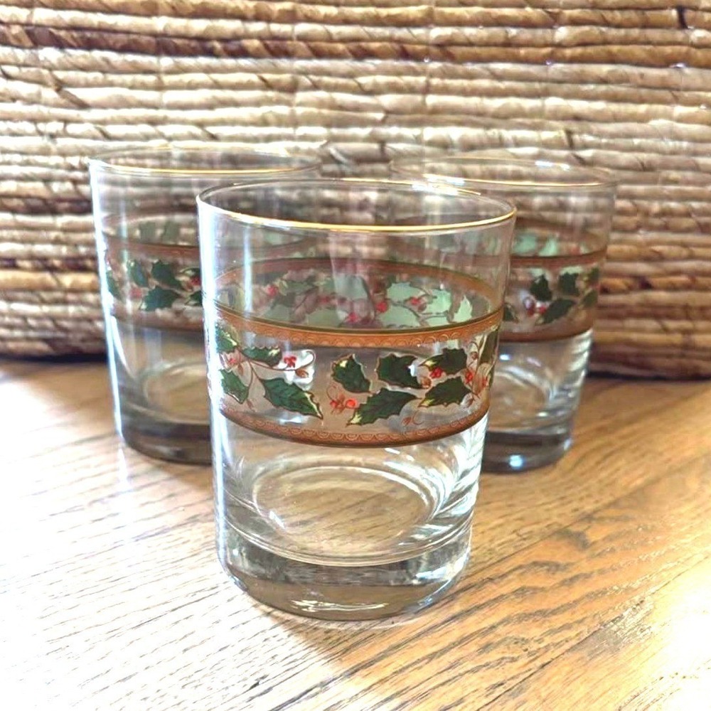 Royal‎ limited Holly Christmas double old fashioned drinking glasses set of 3